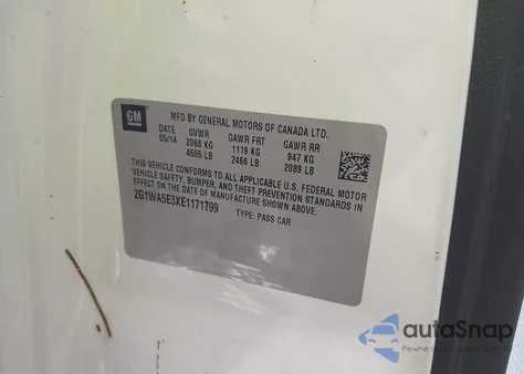 2014 Chevrolet Impala Limited Ls from USA, damaged, VIN 2G1WA5E3XE1171799